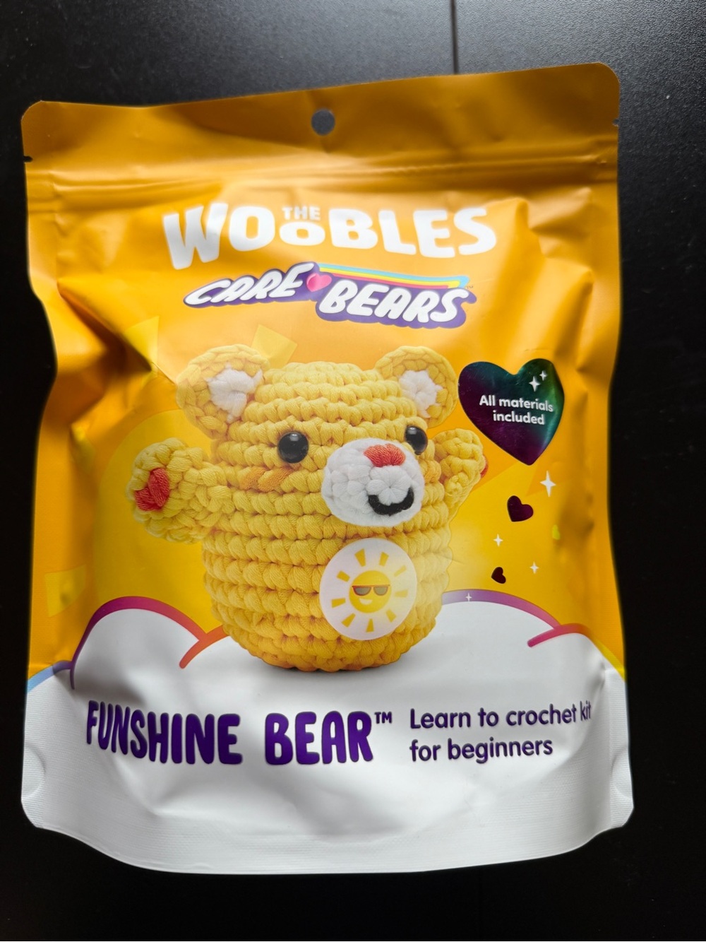 Woobles Care Bear Funshine Learn to Crochet Kit Beginners Complete Set Yellow
